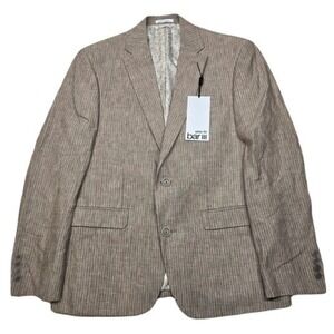 Bar III Slim Fit Linen Sport Coat Mens 38S Tan Brown Pinstripe‎ Blazer $360 NEW